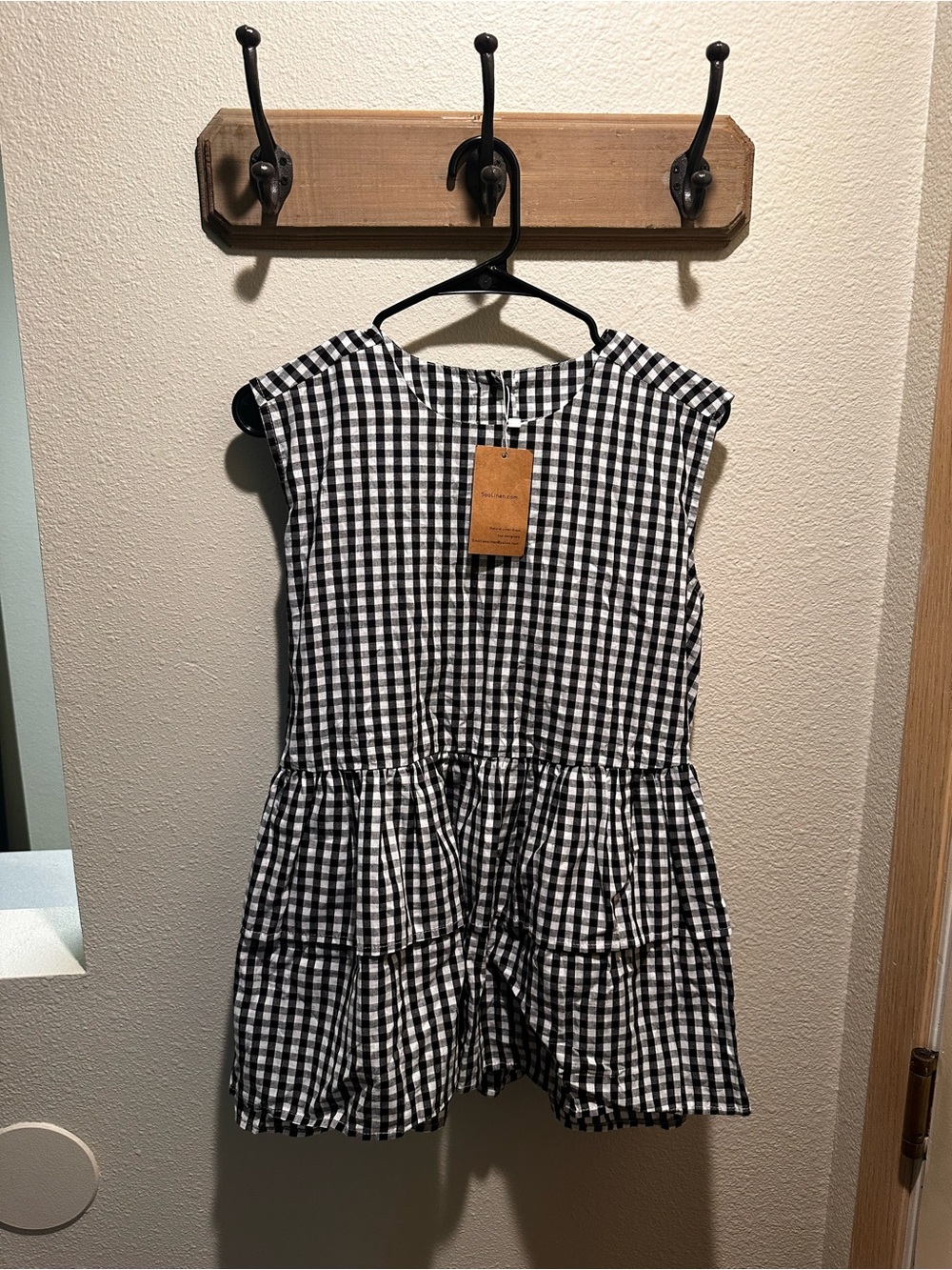 Black & White Gingham Tiered Casual Dress